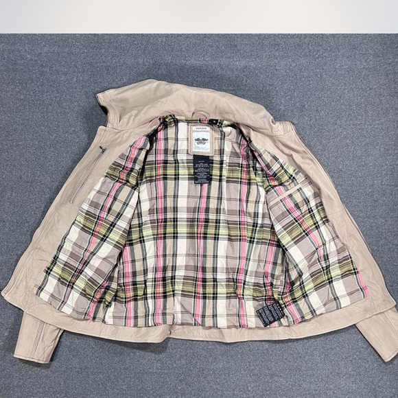 Women’s  Beige HD Leather Jacket - Picture 7 of 8